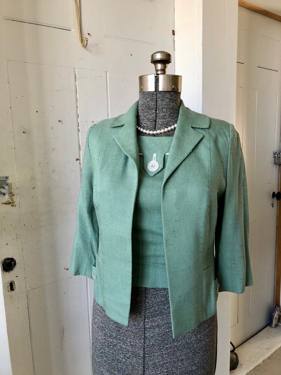 1950s 2pc Linen Jacket and Top Vest Set David Crys