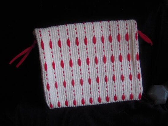 Vintage 50s 60s Clutch Purse Cool Loomed Fabric R… - image 2