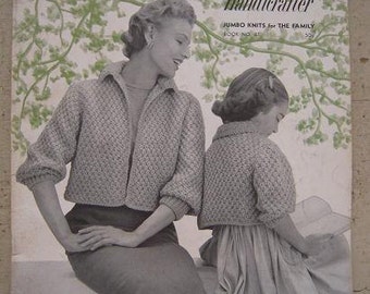 1954 Sweaters Bernat Handicrafter Jumbo Knits for the Family Book No. 41