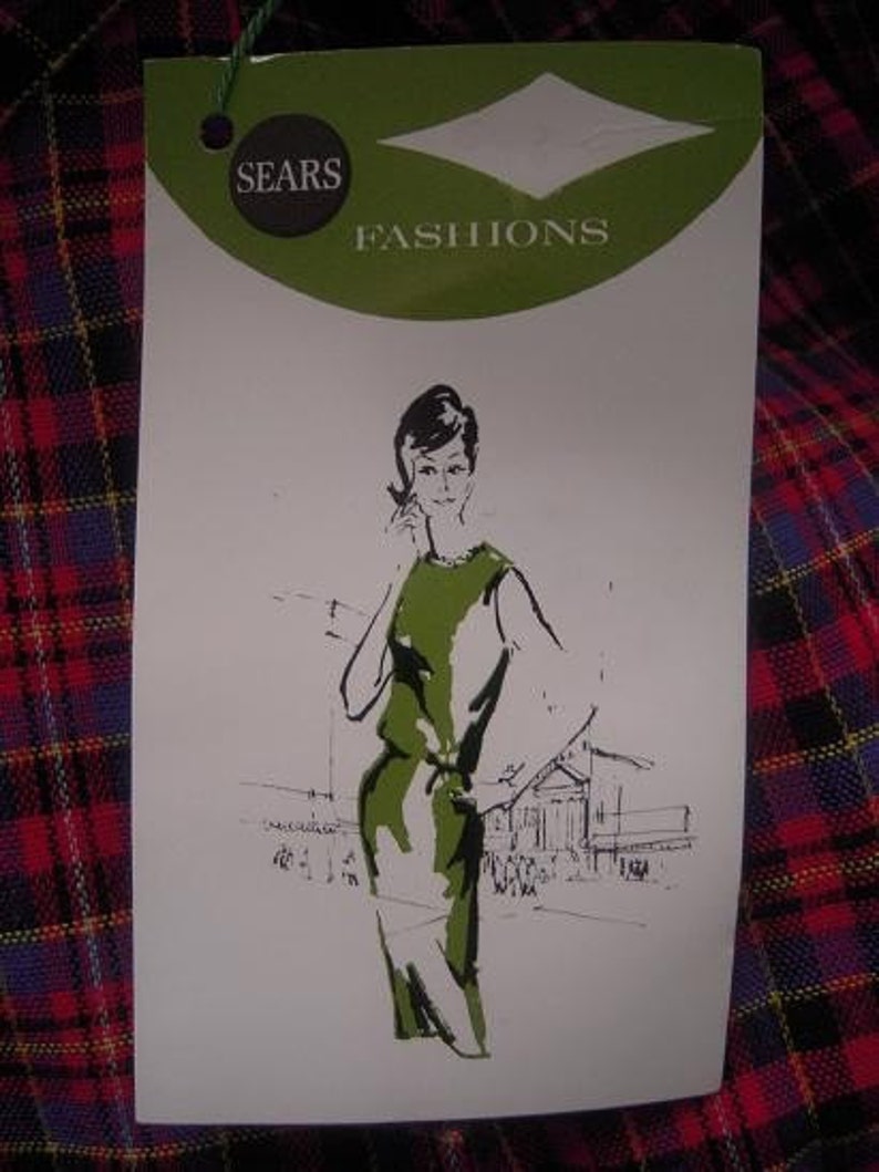 60s Plaid Tartan SEARS Pleated Dress NOS with Tag Full Skirt Size XL image 4