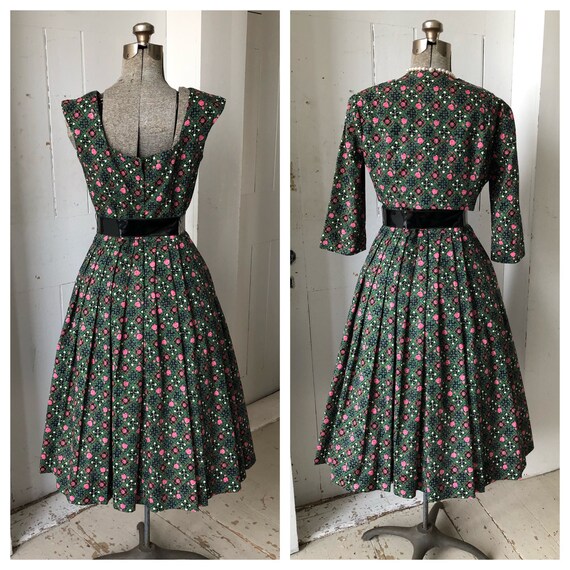 1950s Cotton Day Dress 3 pc Ensemble Elinore Gay … - image 10