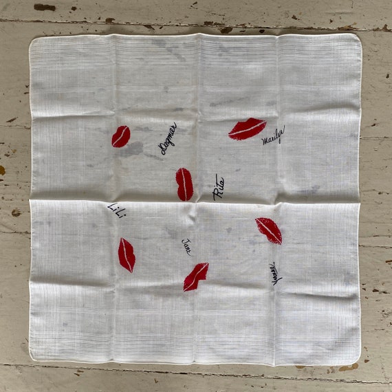 Valentines Handkerchief Kisses lipstick Names 1950