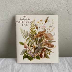 1974 Hallmark Date Book Datebook Woodland Mushrooms Mouse Culver Schenectady NY NOS Ephemera