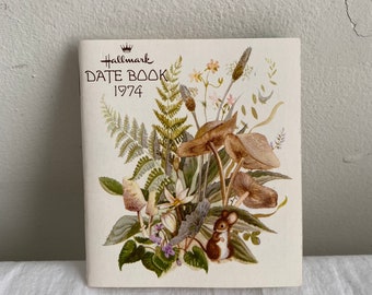 1974 Hallmark Date Book Datebook Woodland Mushrooms Mouse Culver Schenectady NY NOS Ephemera