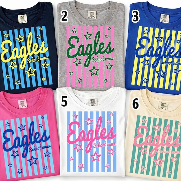 Custom Mascot Striped Shirt, School Spirit Shirt, Vintage Shirt, Checkered Leopard, Floral Preppy Letters, Back To School Shirt, Test Day