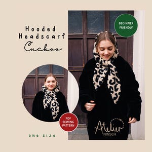 PDF Schnittmuster Kapuzen Kopftuch "Kuckuck" Atelier Ninsch // Scoodie, anfängerfreundlich, A4, A0, US letter size // Deutsch & Englisch