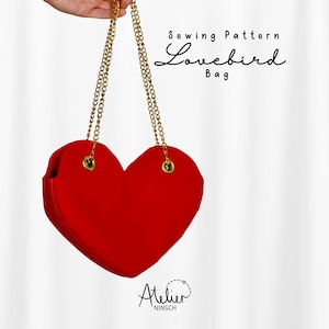 Modello di cucito PDF per una borsa a forma di cuore "Lovebird Bag" - modello PDF digitale per una borsa a tracolla con istruzioni di cucito dettagliate in tedesco e inglese