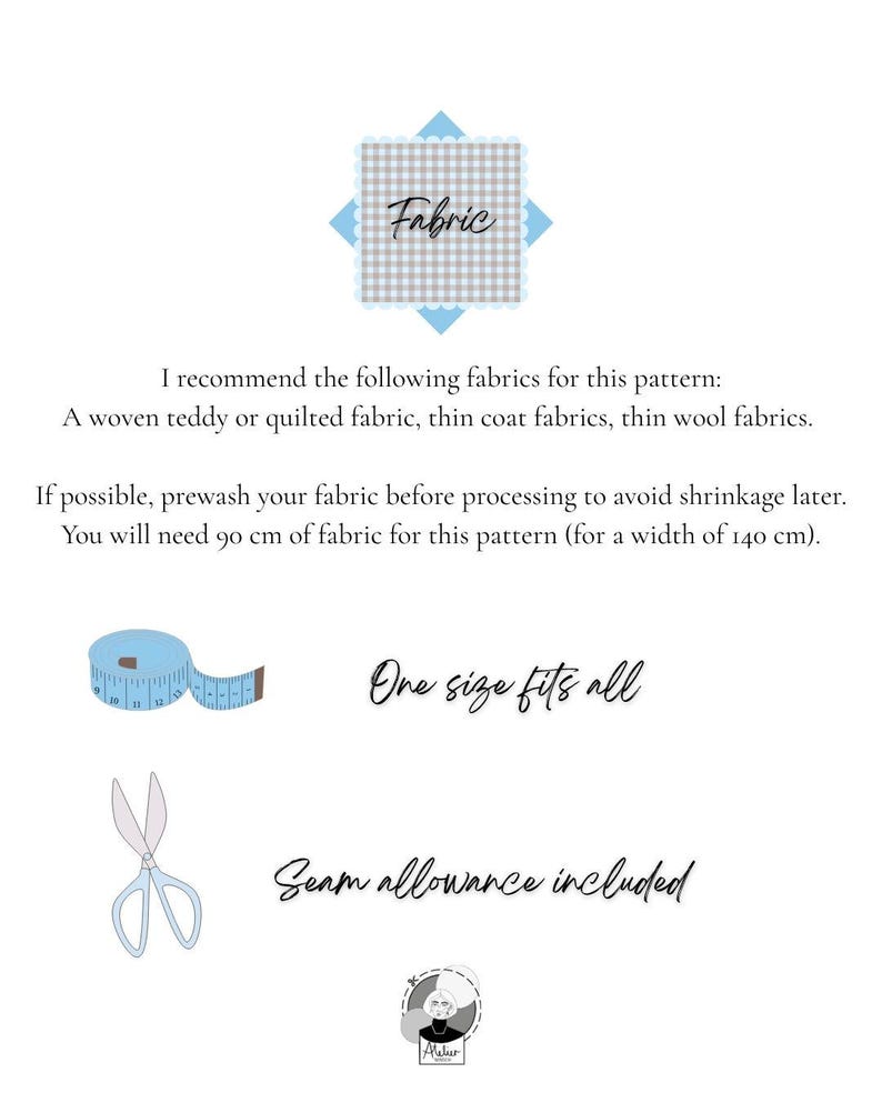 PDF sewing pattern hooded headscarf "cuckoo" Atelier Ninsch // Scoodie, scarf, beginner friendly, A4, A0, US letter size // English & German image 5