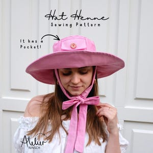 PDF Sewing Pattern Sun Hat – Hat with Pocket and Tie Straps, XS–XL (53–62 cm), Summer Hat and instructions A4/A0/us letter, English & German