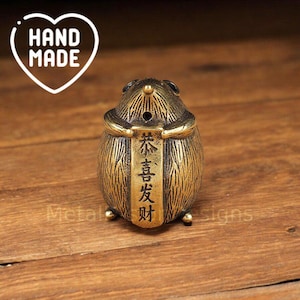 Pure Brass Retro Fortune Rat - Antique Copper Rat Ornament for Collection - Gong Xi Fa Cai Paperweight - Handcrafted Brass Home Decor Gift