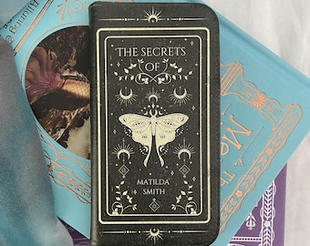Custom Book Phone Case Wallet Book Lover Gift Witchy Fantasy Dark Academia Luna Moth - iPhone 17 16 15 14 13 12 Pro Plus Max Samsung Galaxy