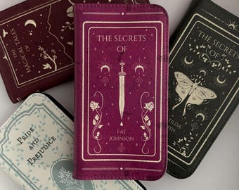 Book Phone Case Custom Name Wallet Bookish Gift Book Lover Fantasy Sword PU Leather - iPhone 17 16 15 14 13 12 Pro Plus Max Samsung Galaxy