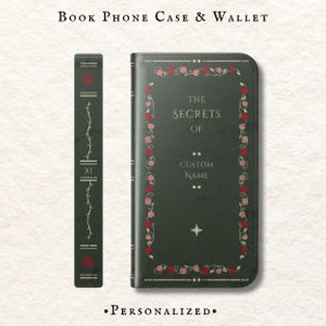 Personalized Vintage Book Wallet Phone Case | Vegan Leather | Book Lover Gift | iPhone 17 16 15 14 13 12 11 Pro Plus Max Samsung