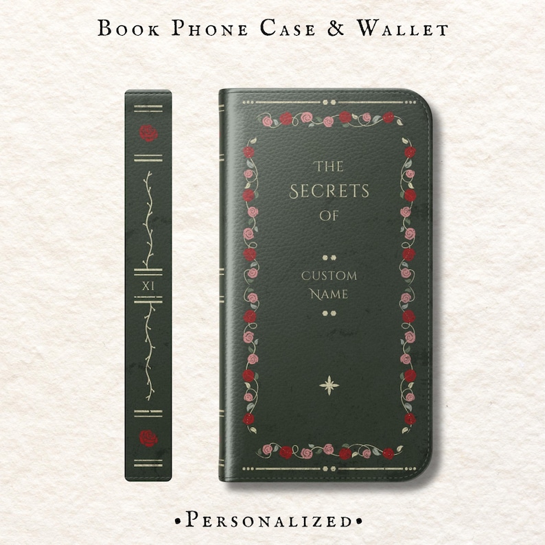 Personalized Vintage Book Wallet Phone Case | Vegan Leather | Book Lover Gift | iPhone 17 16 15 14 13 12 11 Pro Plus Max Samsung