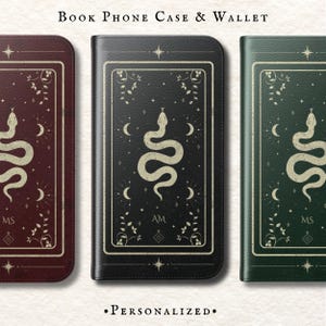Funda de cuero vegano para teléfono Funda personalizada para teléfono con billetera Regalos de brujas para ella Serpiente - iPhone 16 15 14 13 12 11 Pro Plus Max Samsung Galaxy