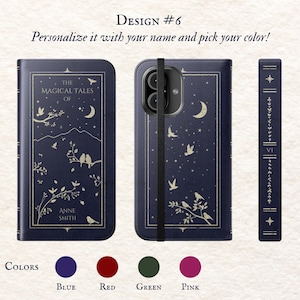 Personalized Book Phone Case Book Wallet Book Lover Gift Bookish Fantasy Luna Moth Dark Academia Antique - iPhone 17 16 15 14 13 12 Samsung image 9