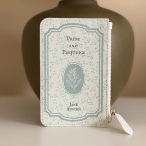 Pride and Prejudice Slim Book Wallet | Jane Austen Gift | Mini Zipper Pouch, Card Holder and Coin Purse | Book Lover Gift