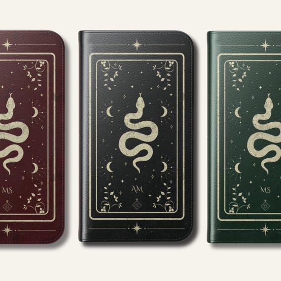 Vegan Leather Phone Case Personalized Wallet Phone Case Witchy Gifts for Her Snake - iPhone 18 17 16 15 14 13 12 Pro Plus Max Samsung Galaxy