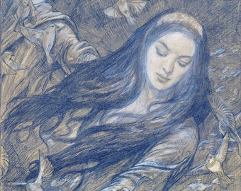 Nachtegalen, gesigneerde giclee print