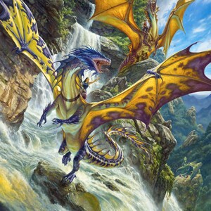 Waterfall Dragons, signed giclee print
