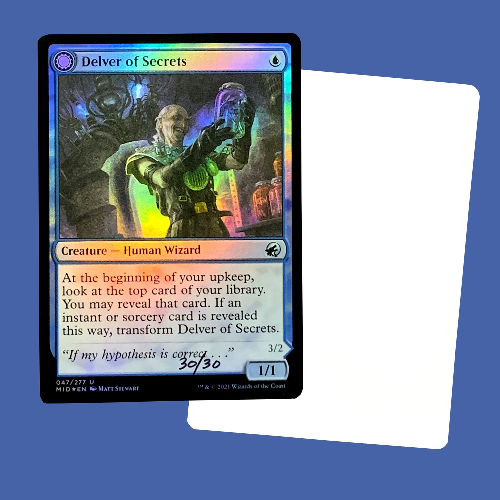 秘密を掘り下げるもの/Delver of Secrets スケッチ入りプルーフ 047