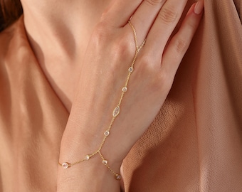 Marquise sterlingzilveren handkettingarmband, verstelbare boho-sieraden