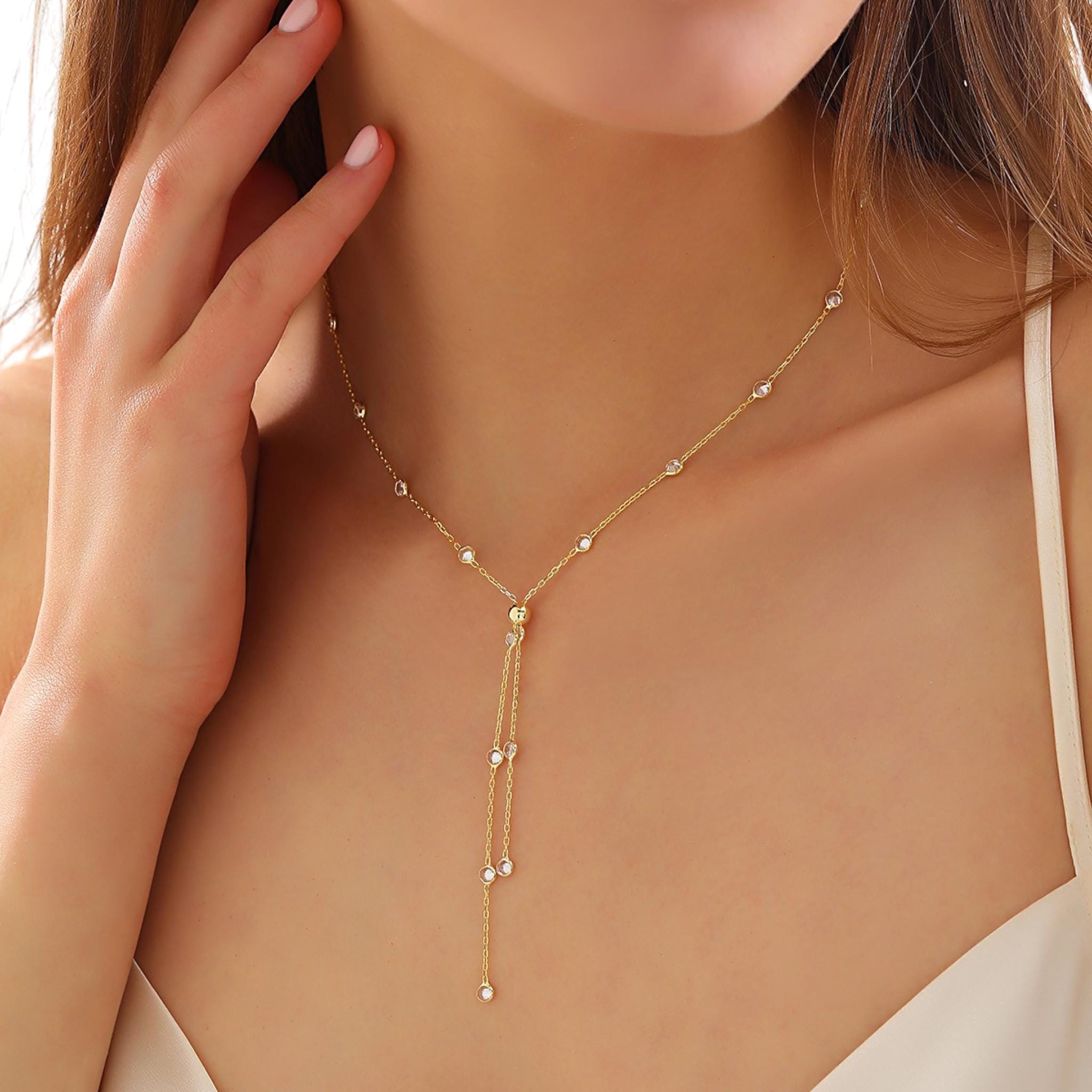 gold necklace for formal dress Rose Gold Choker Necklace Earrings and Bracelet Set: Modern Elegance for Wedding, Prom & Formal Earrings + Necklace + Bracelet / Rose Gold main image 0