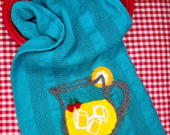 Summer gift, kitchen towel, Lemonade pitcher, summer dish towel, dish towel, tea towel