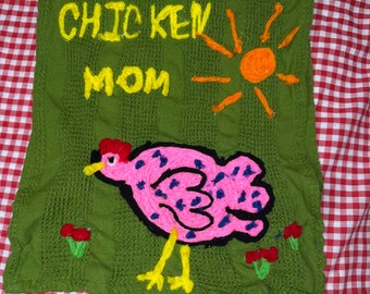 chicken mom kitchen towel, chicken lover, back yard farming