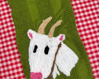 Goat kitchen towel, goat dish towel, funny dish towel