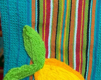 Lemon kitchen towel, dorm room, lemon decor, color towel, lemon dish towel, lemon tea towel, fruit, handmade towel, happy kitchen decor.