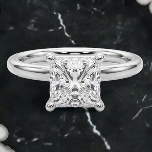 Solitaire Lab Diamond Engagement Ring Classic Princess Cut 1.50 Carat