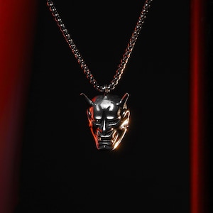 Hannya mask silver pendant