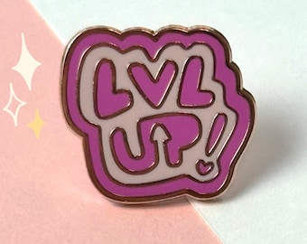 Level Up Enamel Pin | Cute Gamer Pink Aesthetic Lapel Pin