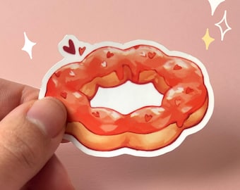 Strawberry Mochi Donut Sticker | Soft Touch Dessert Die Cut Waterproof