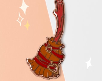 Witch Broom Enamel Pin | Cute Witchy Cottagecore Lapel Pin