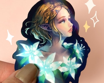 Holographic Princess Zelda Sticker | Legend of Zelda Die Cut Waterproof | Silent Princess