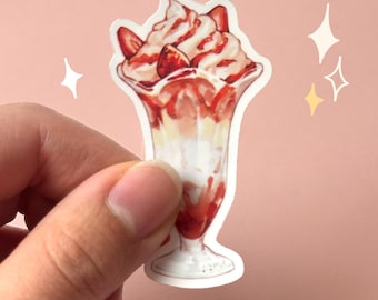Strawberry Parfait Sticker | Soft Touch Kawaii Dessert Die Cut Waterproof