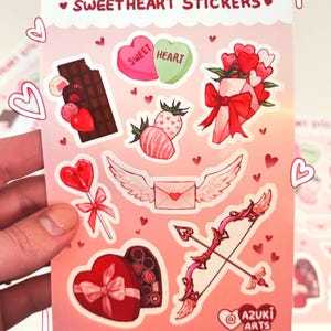 Feuille d'autocollants chérie - Stickers Saint-Valentin - Stickers coeur et chocolat - Pour cadeau de papeterie de scrapbooking