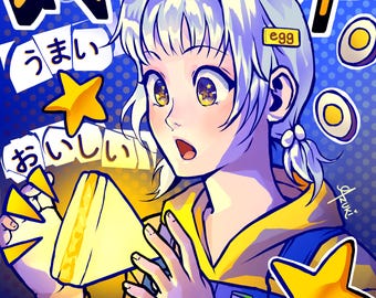 Tamago Sando Art Print | Kawaii Japanese Food Anime Art (5x7, 11x14)