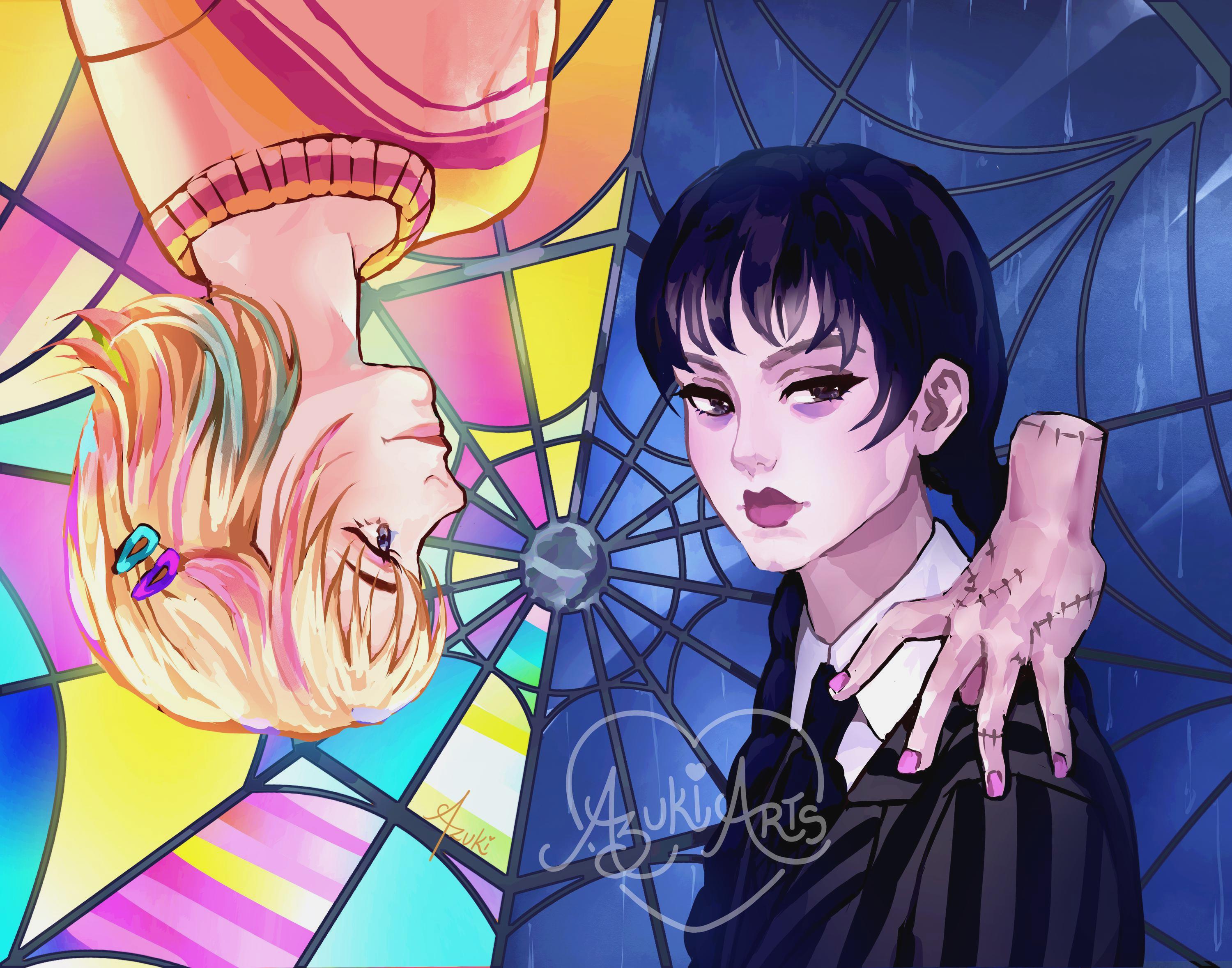 Wednesday and Enid Art Print | Addams Family Fan Art (5x7, 11x14