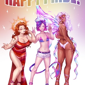 Pride Art - Rainbow Character Art - Happy Pride - LGBTQ Art Print - Glossy Art Print