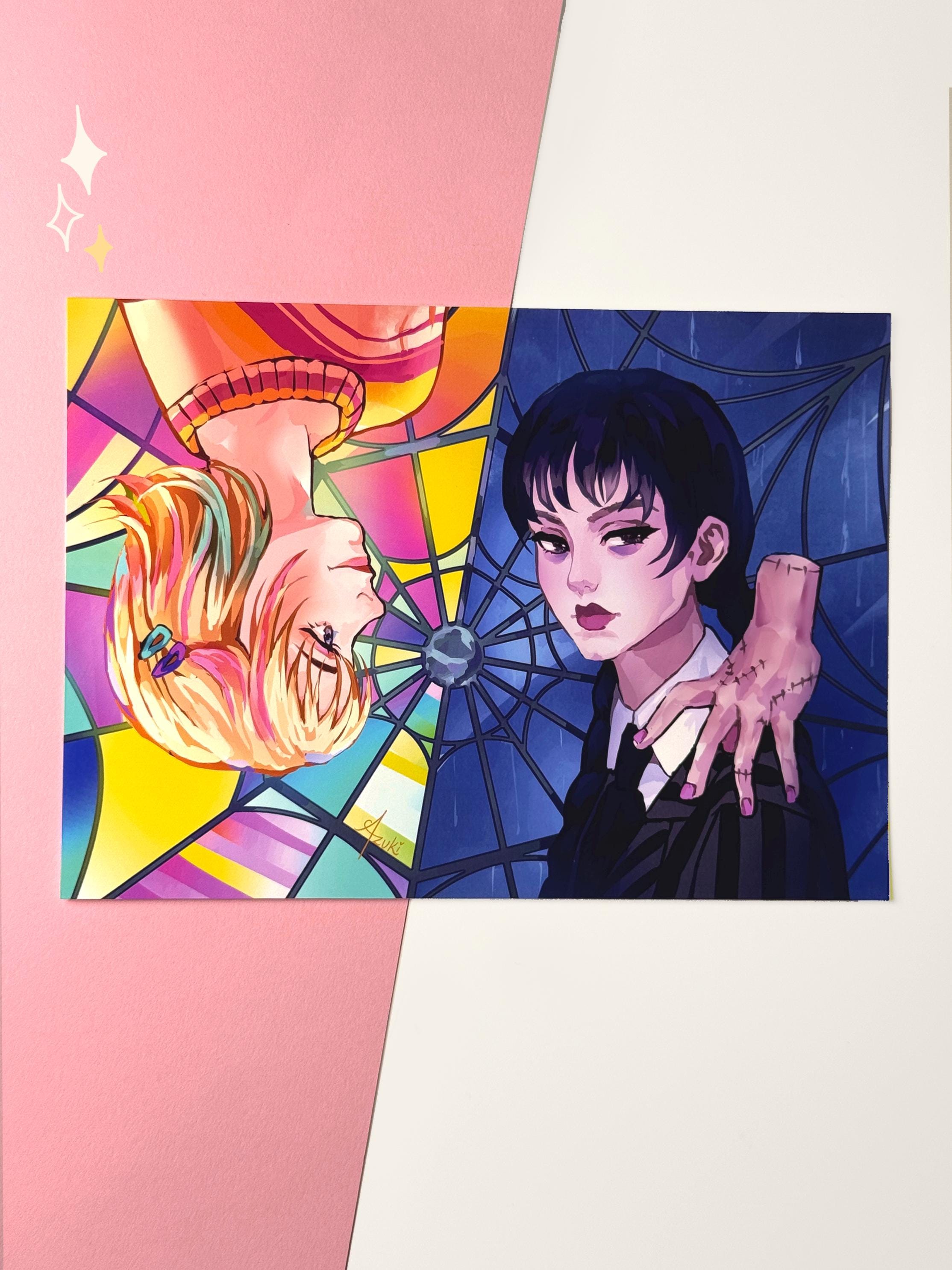 Wednesday and Enid Art Print | Addams Family Fan Art (5x7, 11x14