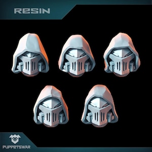 Hooded Iron Knight Helmets  - Puppetswar - Resin Cast - Tabletop Wargaming