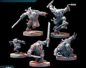 Orc Ninja Family - Puppetswar - Resin Print - Tabletop Wargaming