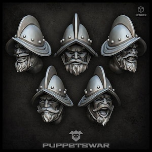 Conquista Troopers Heads - Wargaming - Puppetswar - Resin Cast