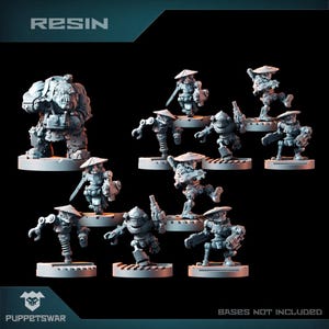 Bundel Bushi-gobots - Puppetswar - giethars en print - tafelblad Wargaming