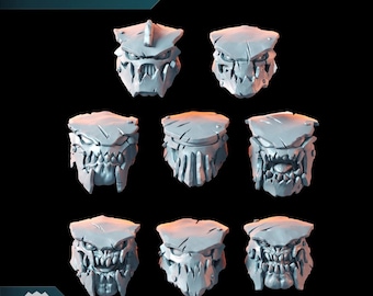 Cabeças de Rastreador Orc - Puppetswar - Fundidas em Resina - Jogos de Guerra de Mesa