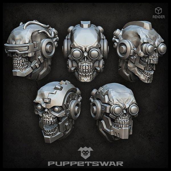 Cyborg Skulls - Puppetswar - Odlew z żywicy - Gry bitewne