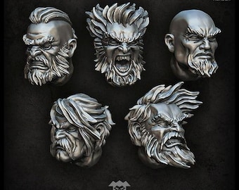 Norsemen Heads  - Puppetswar - Resin Cast - Tabletop Wargaming